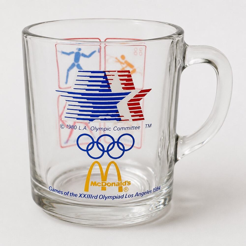 1984 Los Angeles Olympics McDonald’s Glass Mug USA Olympic Committee Vintage